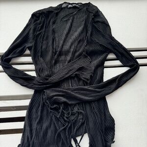 ZARA SHEER FRONT-TIE LONG SLEEVE